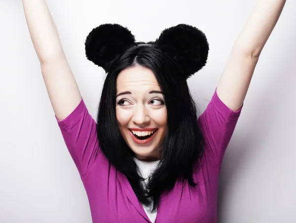 Young cute smiling brunette girl — Stock Photo, Image