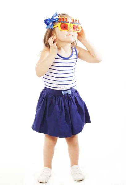 Little girl in the marine dress — Stock Photo, Image