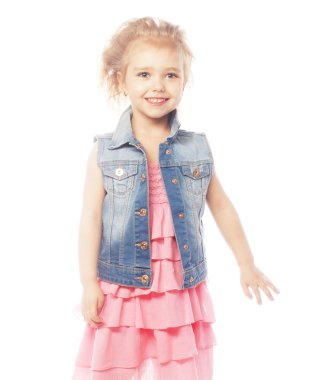 küçük kız beyaz izole