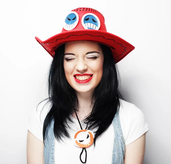 Young cute smiling brunette girl — Stock Photo, Image