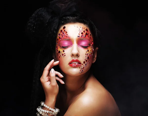 Vonzó modell arca fényes visage szépség portréja — Stock Fotó