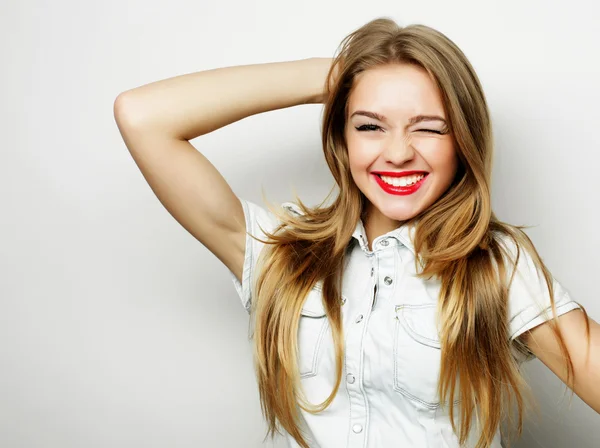 Young cute smiling blond girl — Stock Photo, Image