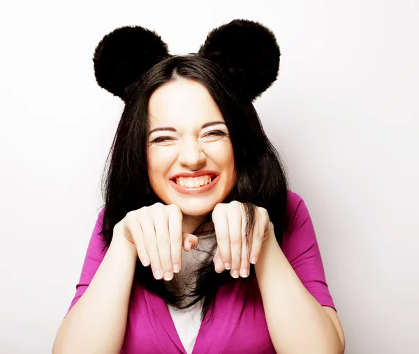 Young cute smiling brunette girl — Stock Photo, Image