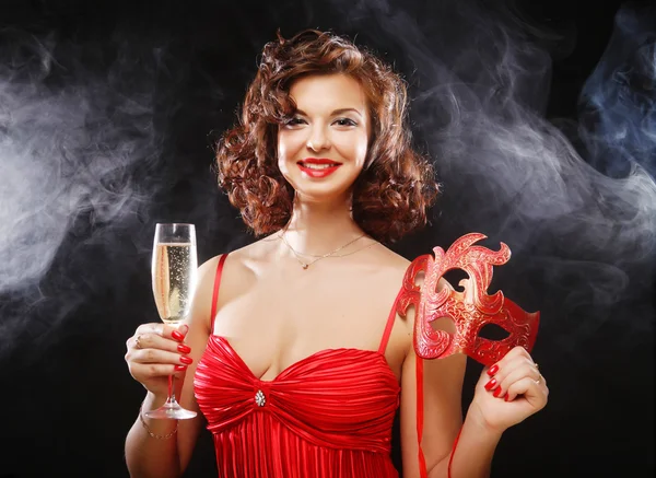 파티, 빨간 복장에 있는 여자 — 스톡 사진
