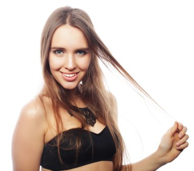 Güzel, genç, şaşkın kadın.