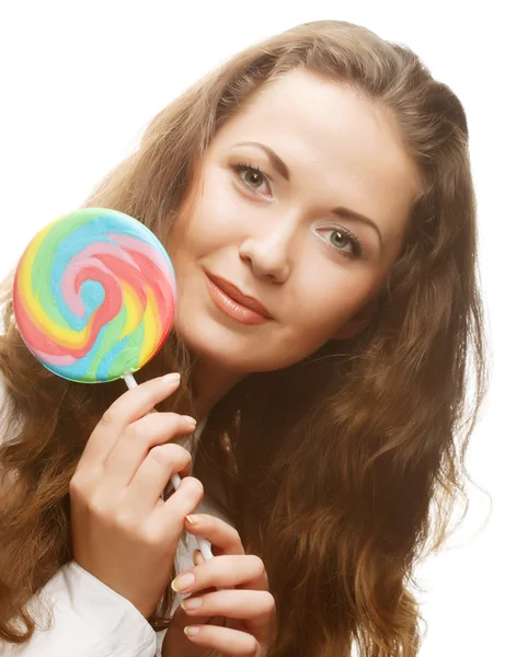 Giovane bionda con grande caramello — Foto Stock