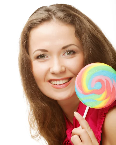 Pretty woman with lollipop. — Stock Photo, Image