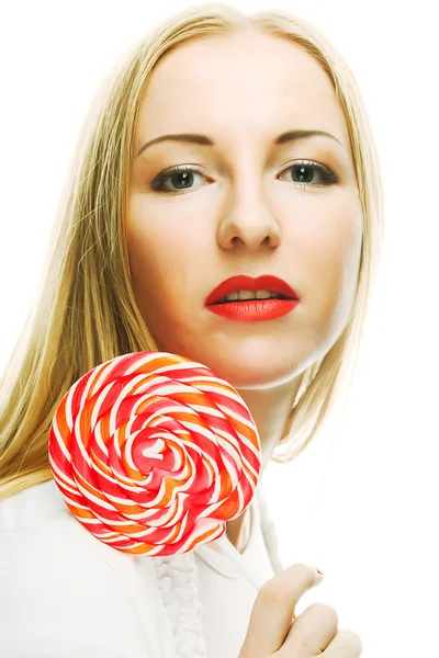 Frau mit Lollypop — Stockfoto