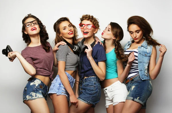 Ritratto di moda di cinque ragazze sexy alla moda migliori amici , — Foto Stock