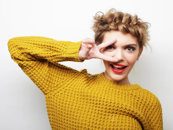 Hermosa joven feliz mujer . — Foto de Stock