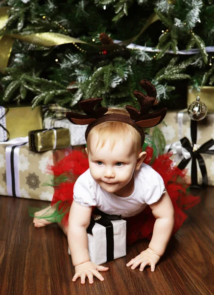 Dziecko z Bożego Narodzenia tło — Zdjęcie stockowe