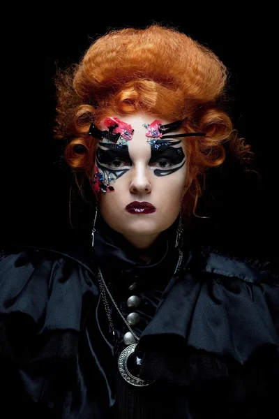 Gothic redhair witch. Dark woman. Halloween picture. — Stock Photo, Image