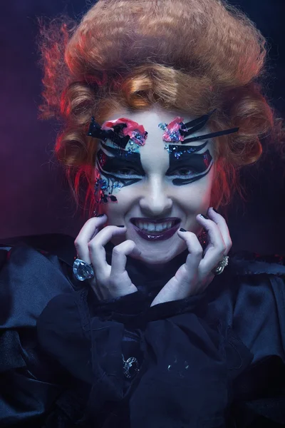 Bruxa ruiva gótica. Mulher negra. Imagem de Halloween . — Fotografia de Stock