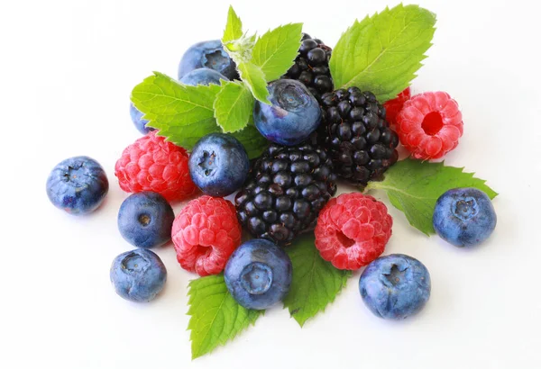 Delicious ripe berries on white background — Stock Photo, Image