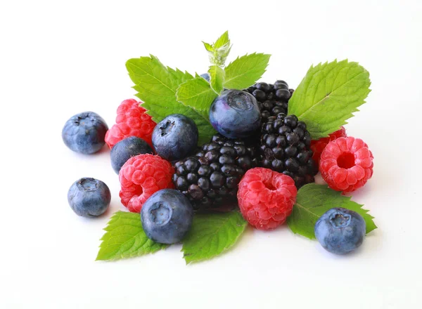 Delicious ripe berries on white background — Stock Photo, Image