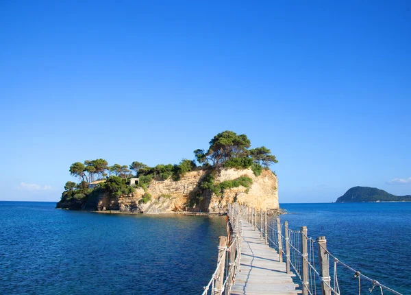 Puente colgante a la isla, Zakhynthos en Grecia —  Fotos de Stock