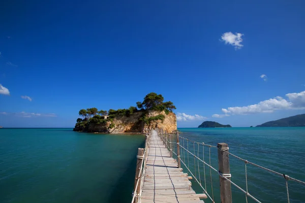 Висячий Мост Остров Захинтос Греции Летний День — стоковое фото