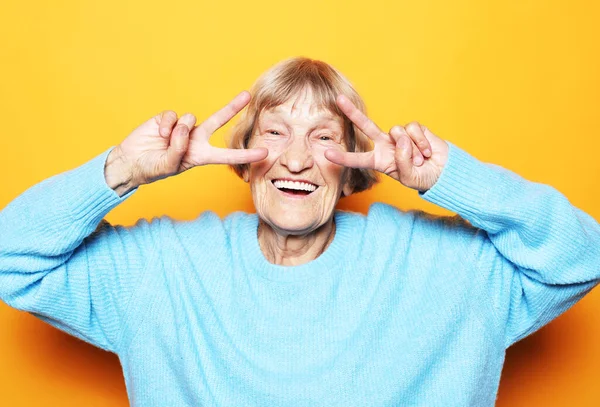 Old People Modern Lifestyle Body Language Concept Adorable Mature Wrinkled — Stock Photo, Image