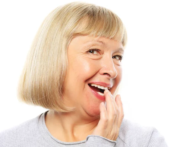 Lifestyle Emotion People Concept Old Nice Beautiful Surprised Woman — Stock Photo, Image