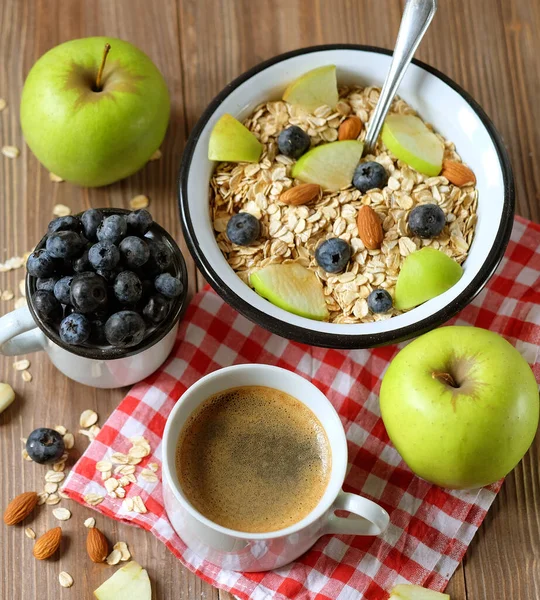 Desayuno Saludable Gran Comienzo Para Nuevo Día Avena Papilla Café —  Fotos de Stock