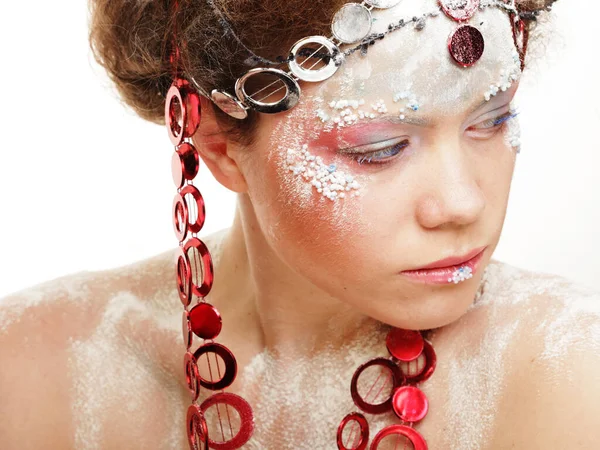 Fiesta Año Nuevo Concepto Carnaval Hermosa Reina Nieve Invierno Mujer —  Fotos de Stock