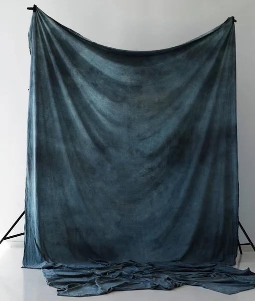 Blue Studio Fabric Background Racks — Stock Photo, Image