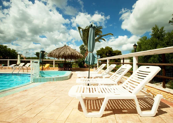 Swimming Pool Holiday Villa Greece Holiday Travel Concept — Stock Photo, Image