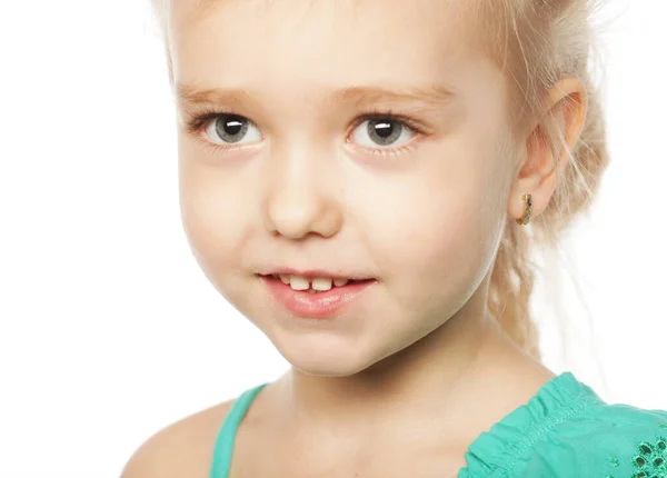 Happy Time Little Girl Child Photo Kid White Background — Stock Photo, Image