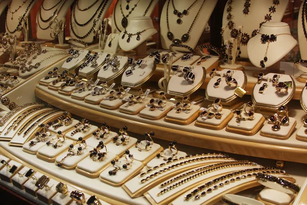 Jewelry in store window — Stock Photo, Image