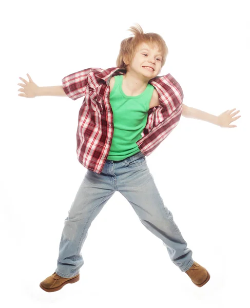 Lille dreng hoppe - Stock-foto