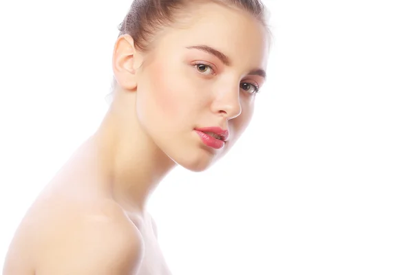 깨끗 한 피부와 아름 다운 젊은 여자의 초상화 — 스톡 사진