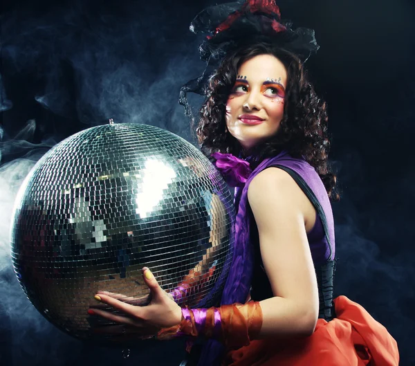 Dívka s disco míčkem — Stock fotografie