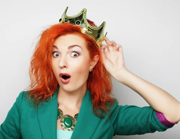 Young lovely woman in crown — Stock Photo, Image