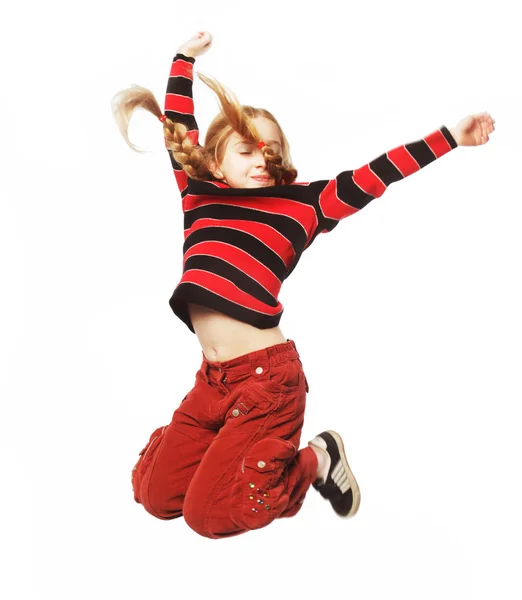 Girl jumps on a white background — Stock Photo, Image