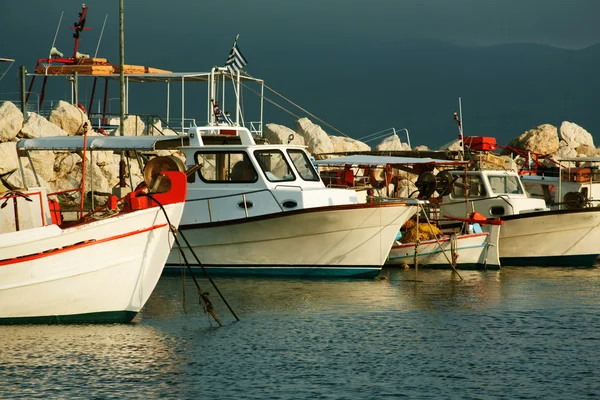 Fishing boats moored in port in Zante town, Greece — Stock Photo, Image