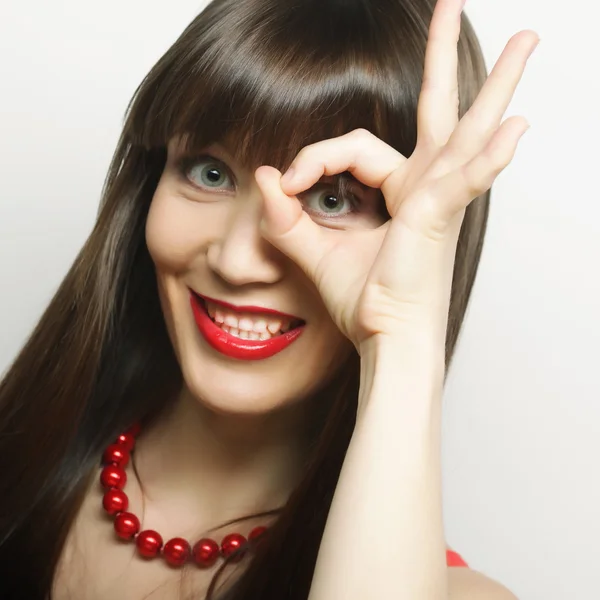 Close up portrait smiling brunette — Stock Photo, Image