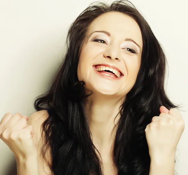 Close up portrait smiling brunette — Stock Photo, Image