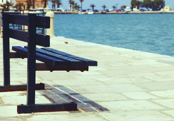 Bench deck with sea view, Zakinthos, Greece — Stock Photo, Image