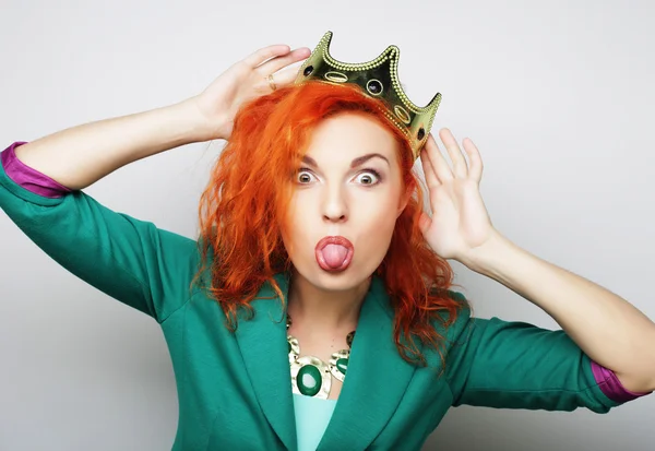 Young lovely woman in crown — Stock Photo, Image