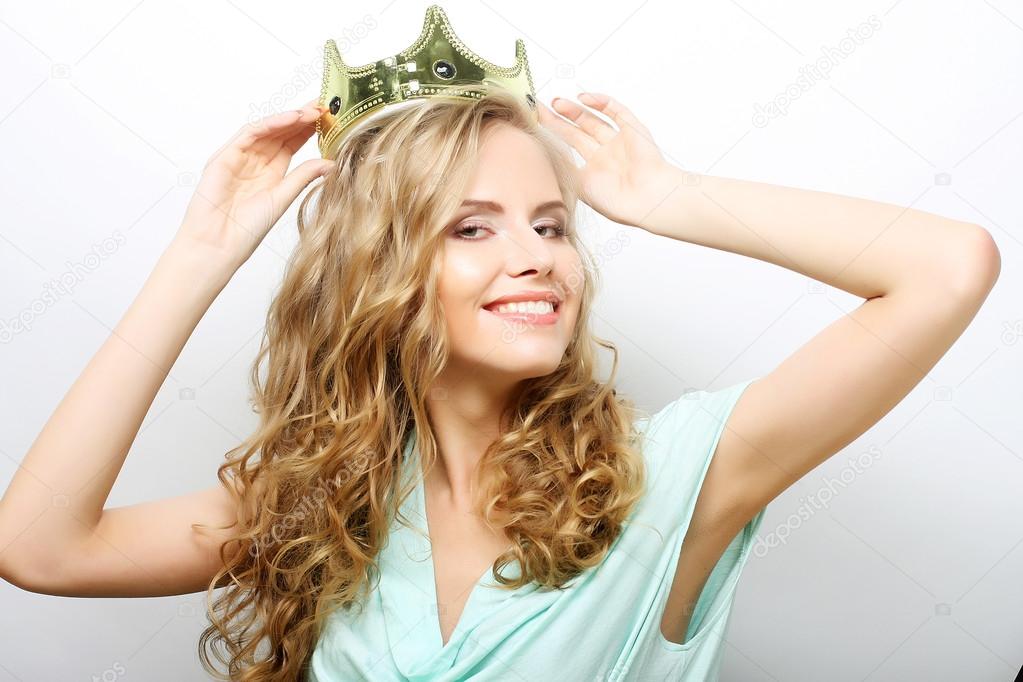 young lovely woman in crown