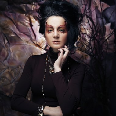 Parlak makyaj. Güzel kadın yüzü.