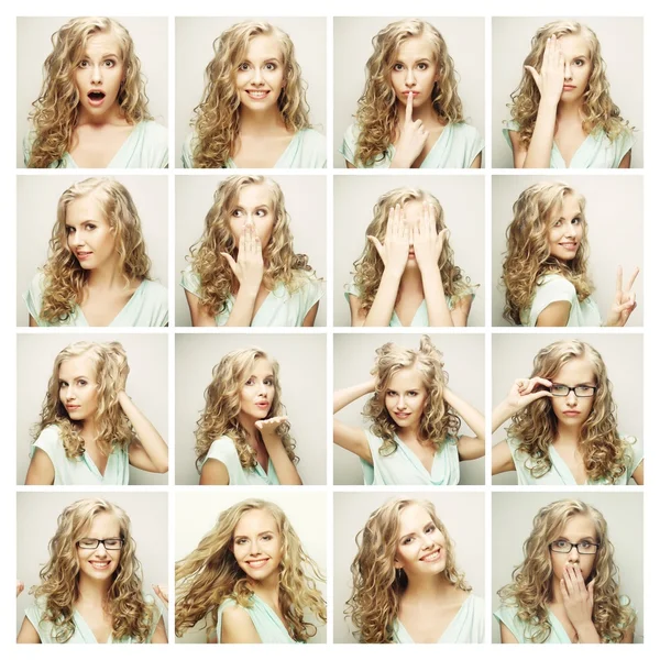 Collage van portretten van een mooie jonge vrouw — Stockfoto