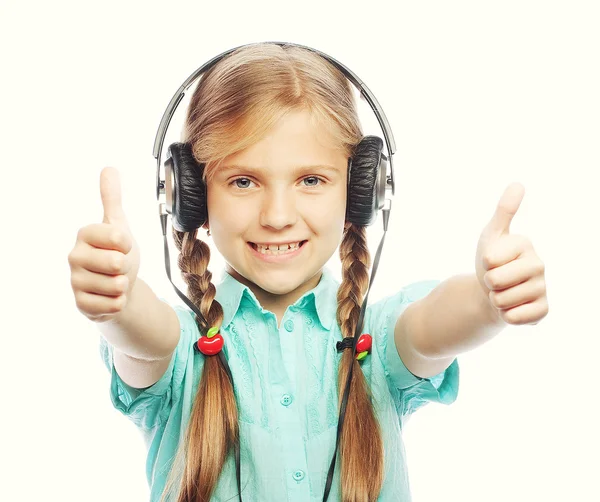 Happy girl with headphones — Stock Photo, Image