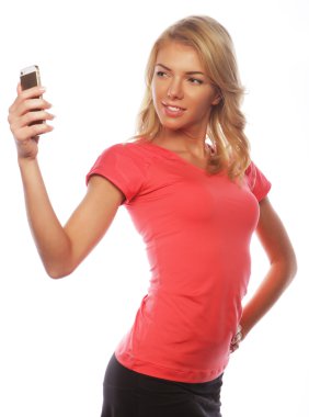 selfie yapma sportif sarışın kadın