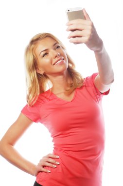 selfie yapma sportif sarışın kadın