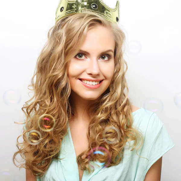 Young lovely woman in crown — Stock Photo, Image