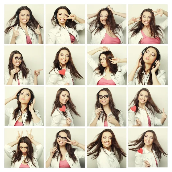 Collage of portraits of a beautiful young woman — Stock Photo, Image