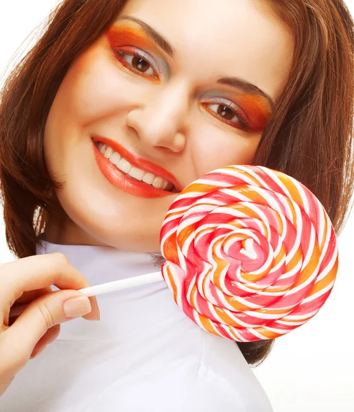 Hübsche junge Frau mit Lolli-Pop. — Stockfoto