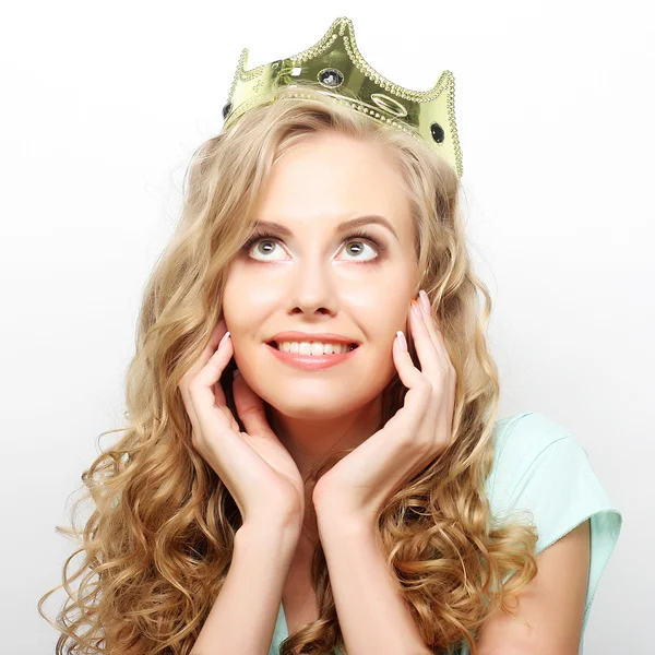 Young lovely woman in crown — Stock Photo, Image