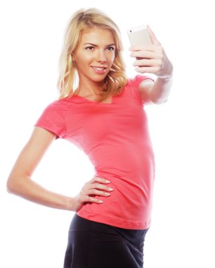 selfie yapma sportif sarışın kadın